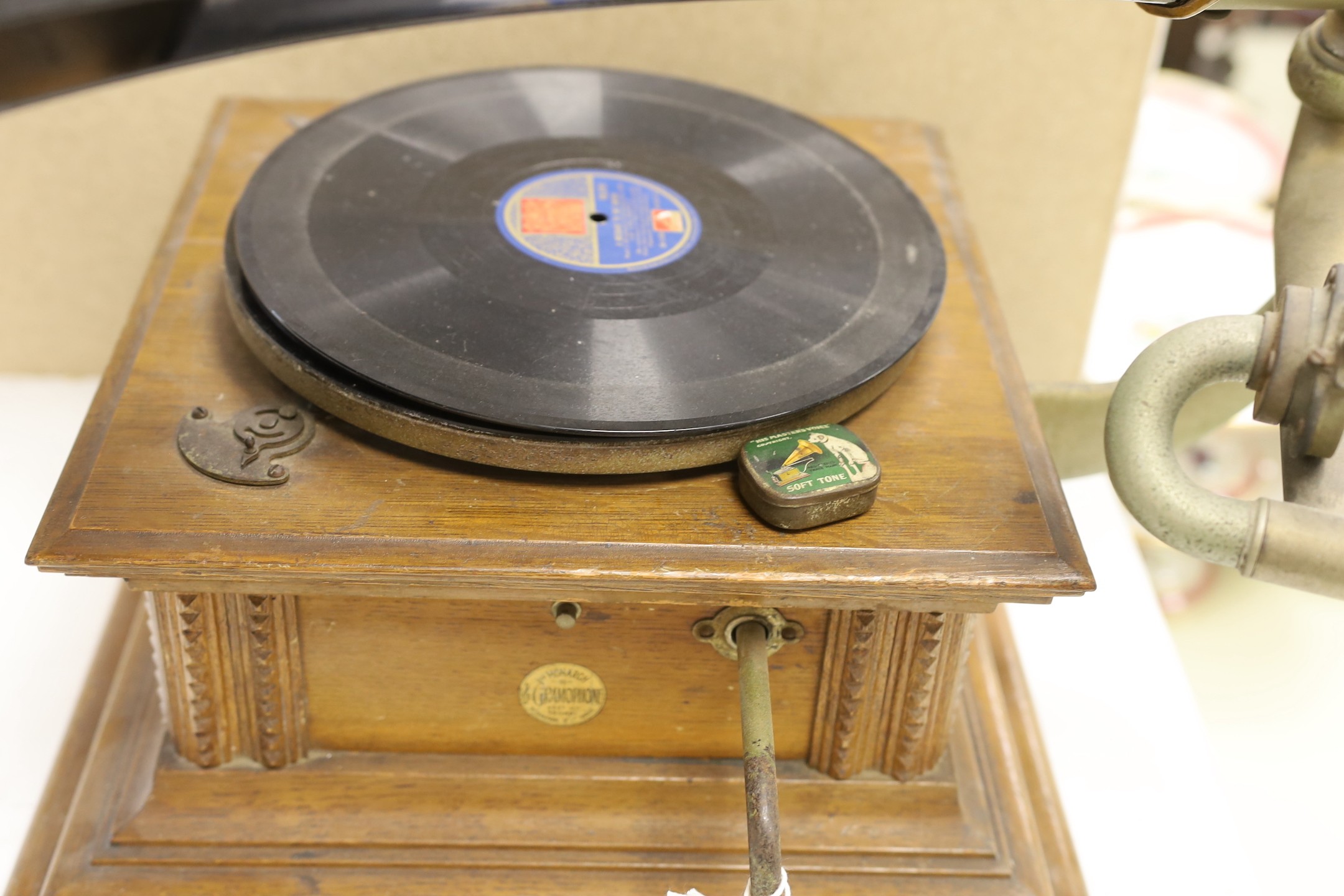 A Monarch Exhibition gramophone with horn